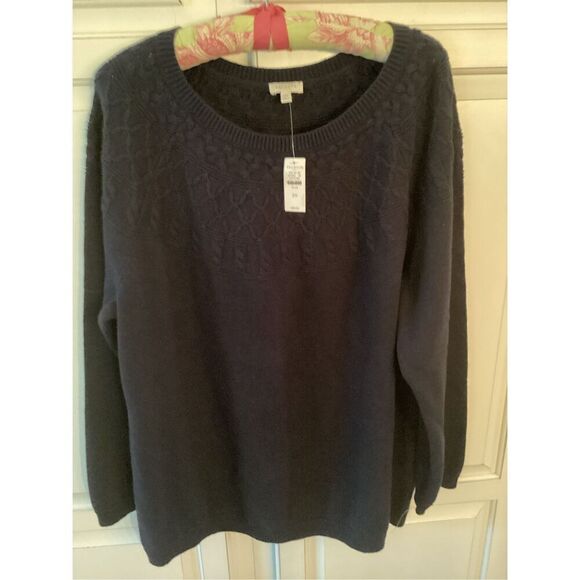 NEW Talbots Soft Cable Knit Pullover Sweater Sz 2XL Navy Fair Isle - Picture 1 of 9